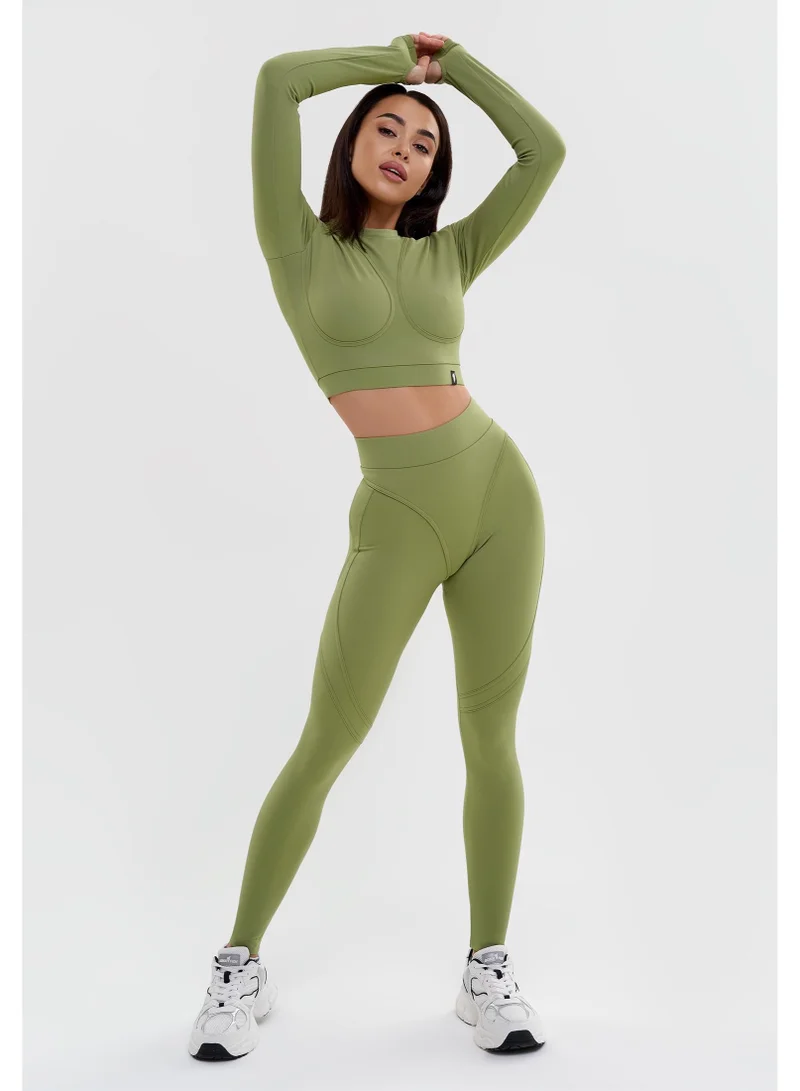 Bona Fide Extra Push Up Olive Extra High Waist Gym Leggings for Women for Women | Best Price UAE