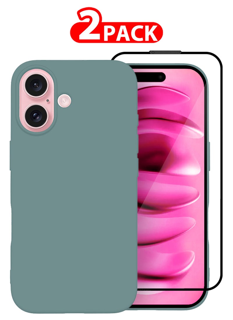 CATANES (for iPhone 16) 2 Pack Case and Screen Protector, Slim Silicone Case, Full Covered Anti Scratch Shockproof Protective Cover  - Image 1