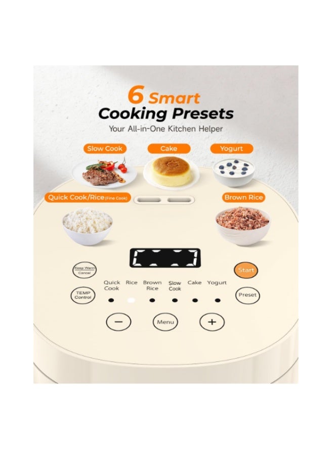 Feekaa Rice Cooker Small 1.5L, 6-in-1 Electric Cooker with Timer & Keep Warm, Small Multi Cooker for 1-3 People (Quick Cook/Slow Cooker/Cake/Yogurt), Ideal for Home, Dorm, Office, Travel - Image 3