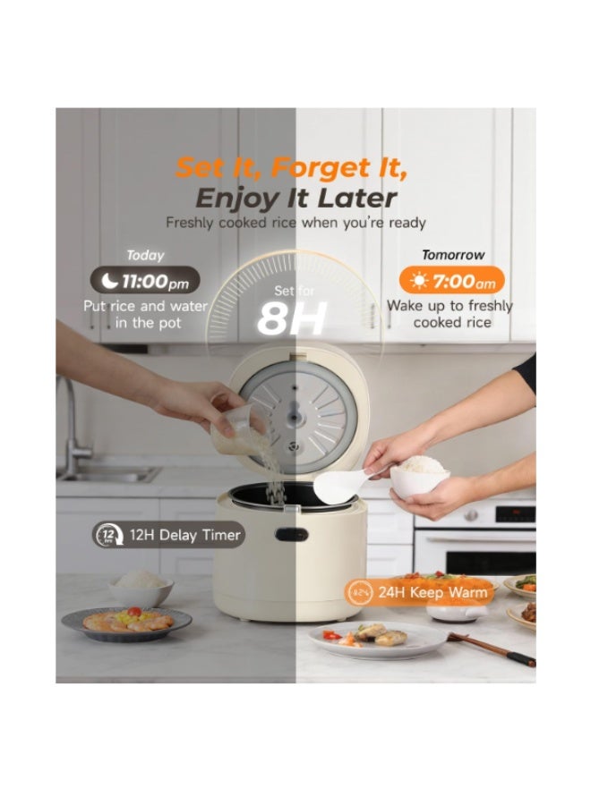 Feekaa Rice Cooker Small 1.5L, 6-in-1 Electric Cooker with Timer & Keep Warm, Small Multi Cooker for 1-3 People (Quick Cook/Slow Cooker/Cake/Yogurt), Ideal for Home, Dorm, Office, Travel - Image 4