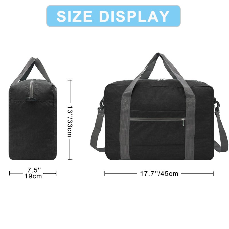 Beurlike For Spirit Airlines Personal Item Bag 18x14x8 Foldable Carry on Bags for Airplanes Travel Duffel Bags for Women and Men(Snow Black (With Shoulder Strap)) - Image 4