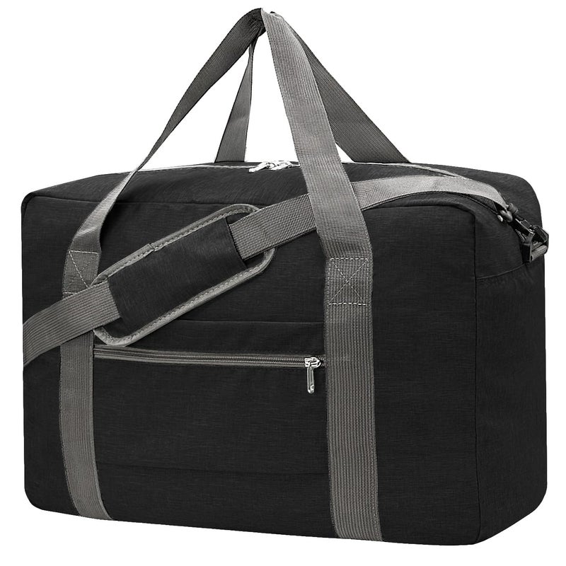 Beurlike For Spirit Airlines Personal Item Bag 18x14x8 Foldable Carry on Bags for Airplanes Travel Duffel Bags for Women and Men(Snow Black (With Shoulder Strap)) - Image 1