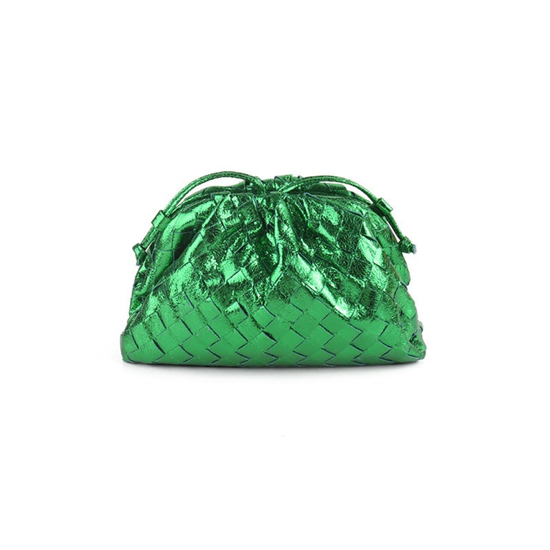 Explosions Metallic Woven Cloud Bag Fashion Exquisite Dumpling Bag Clip Clutch Bag Evening Bag - Image 3
