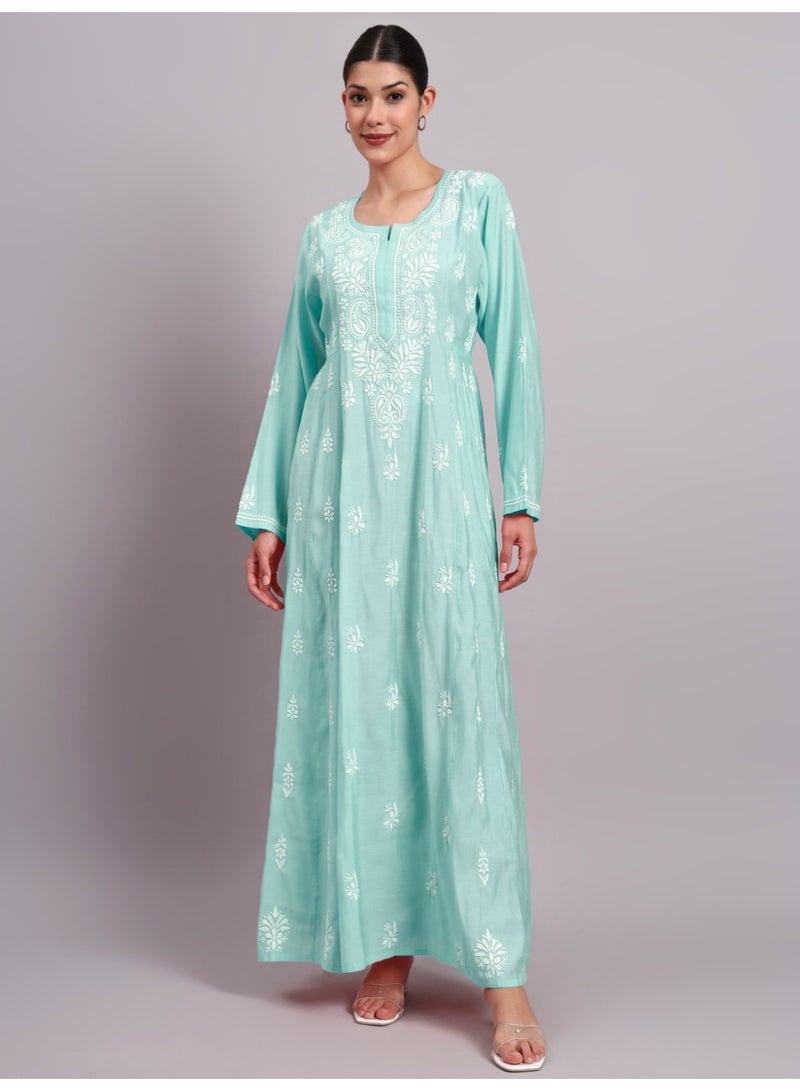 Alaya Hand Embroidered Chikankari Chanderi Jalabiya-AL4088 - Image 3