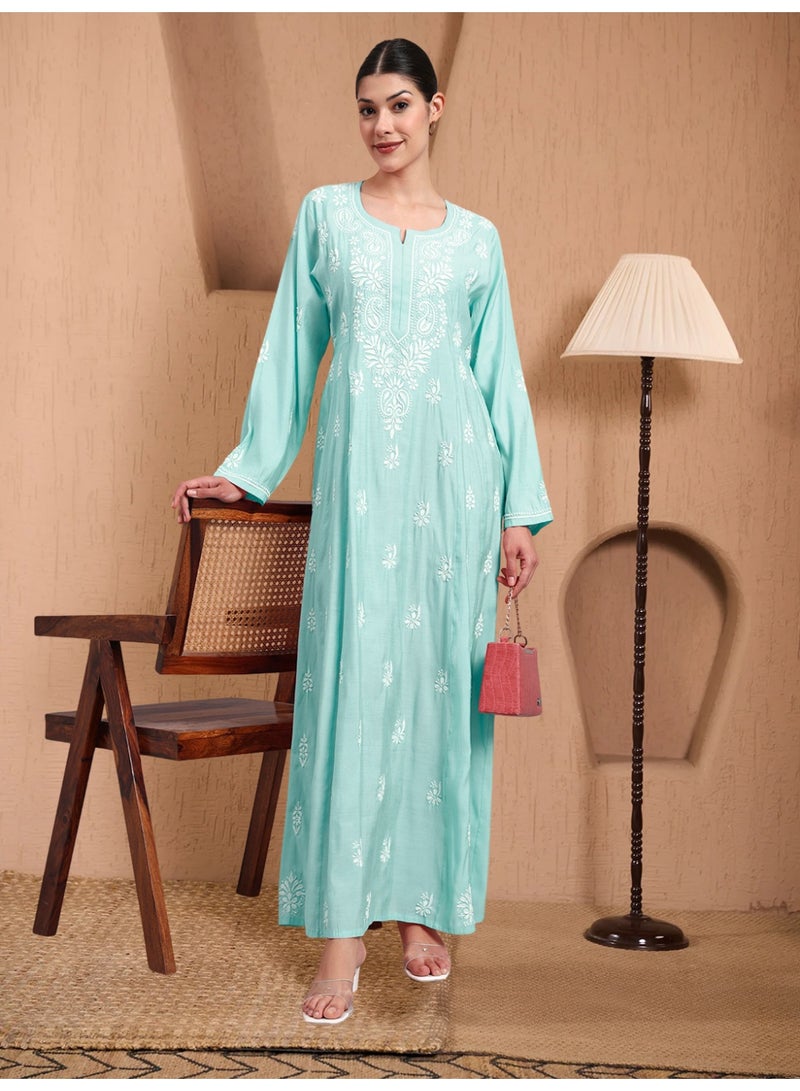 Alaya Hand Embroidered Chikankari Chanderi Jalabiya-AL4088 - Image 1