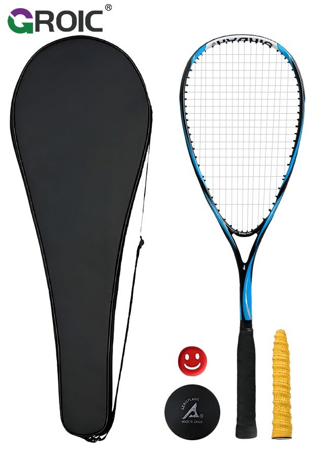 GROIC 1 Pack Squash Racket Set for Adults, 27 Inch Squash Racket Tennis Racket for Beginner and Professional with 1 Squash Balls,  1 Vibration Damper, 1 Handles Grips, 1 Tennis Bag  - Image 1