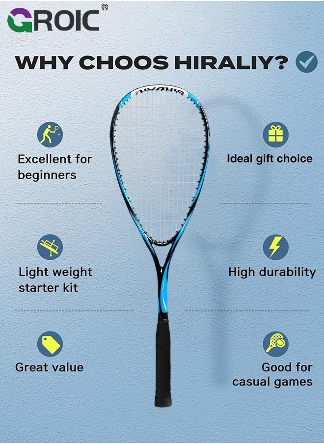 GROIC 1 Pack Squash Racket Set for Adults, 27 Inch Squash Racket Tennis Racket for Beginner and Professional with 1 Squash Balls,  1 Vibration Damper, 1 Handles Grips, 1 Tennis Bag  - Image 2