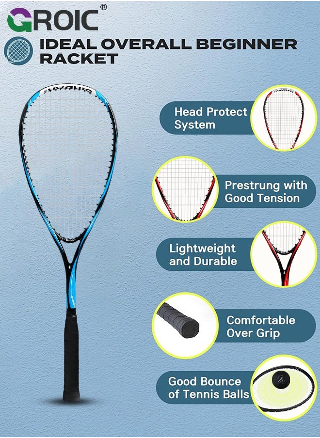GROIC 1 Pack Squash Racket Set for Adults, 27 Inch Squash Racket Tennis Racket for Beginner and Professional with 1 Squash Balls,  1 Vibration Damper, 1 Handles Grips, 1 Tennis Bag  - Image 3