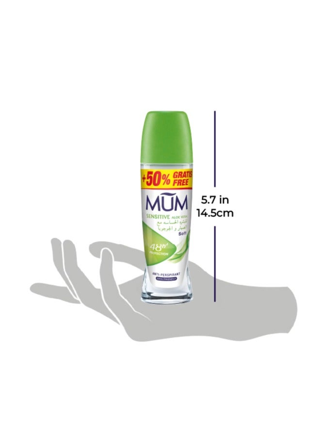 MUM Deodorant Roll-on - Sensitive Aloe Vera, 48-Hrs Protection, Quick Drying Formula For All Skin Type, Pack of 6, 75ml Each - Image 3