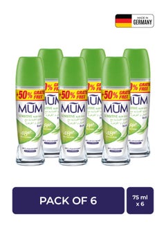 MUM Deodorant Roll-on - Sensitive Aloe Vera, 48-Hrs Protection, Quick Drying Formula For All Skin Type, Pack of 6, 75ml Each  - Image 1