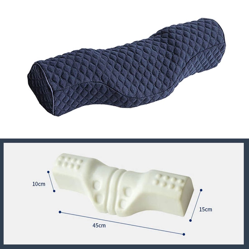 BEDAZE Cervical Neck Pillow for Pain Relief Sleeping, Neck roll Pillow Memory Foam for Stiff Neck Pain Relief ï¼ŒTravel Bolster Pillow for Bed for Side Sleepers Back Sleeper. (Blue) - Image 3