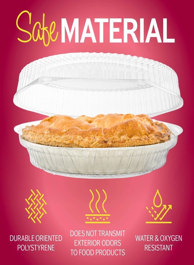 Supellectilem 9" Plastic Disposable Pie Containers with Hinged Locking Lids | 5 Round Pie Keepers/Flan Containers for Transport - Image 5
