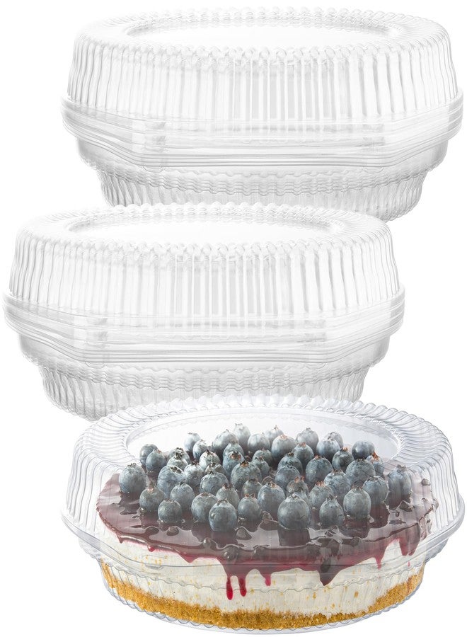 Supellectilem 9" Plastic Disposable Pie Containers with Hinged Locking Lids | 5 Round Pie Keepers/Flan Containers for Transport - Image 1