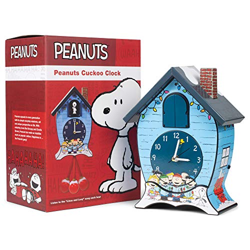 Mark Feldstein & Associates Peanuts Gang Snoopy Linus Lucy ICY Blue 17 x 9 Christmas Cuckoo Clock - Image 5
