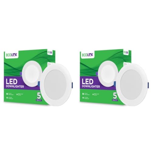 EcoLink Polycarbonate 5W Concealed JB Ceiling Light|Round Ceiling LED Downlighter for Home & Hall|Cut Out: 3 inch, Color: Cool Day Light, Pack of 2 - Image 1