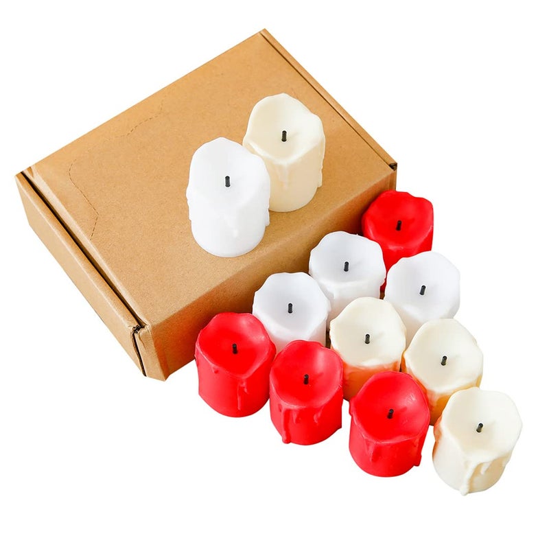 Kuber Industries Kuber LED Candles for Home Decoration Battey Operated Flameless Yellow Light Diwali Lights for Home Decoration Along with Other Festivities Parties Pack of 12 MultiColour - Image 2