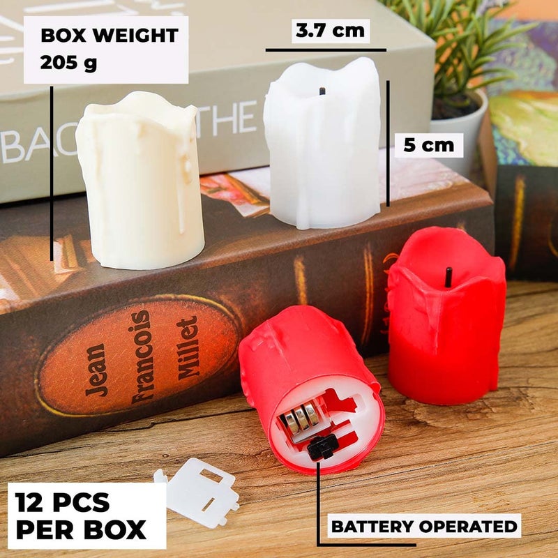 Kuber Industries Kuber LED Candles for Home Decoration Battey Operated Flameless Yellow Light Diwali Lights for Home Decoration Along with Other Festivities Parties Pack of 12 MultiColour - Image 3