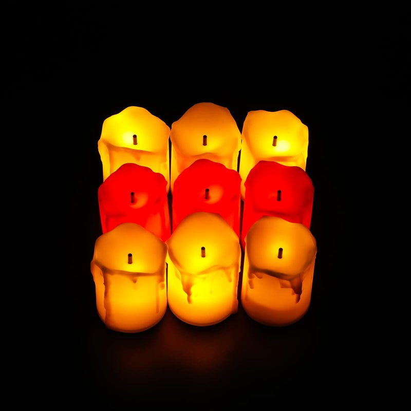Kuber Industries Kuber LED Candles for Home Decoration Battey Operated Flameless Yellow Light Diwali Lights for Home Decoration Along with Other Festivities Parties Pack of 12 MultiColour - Image 1