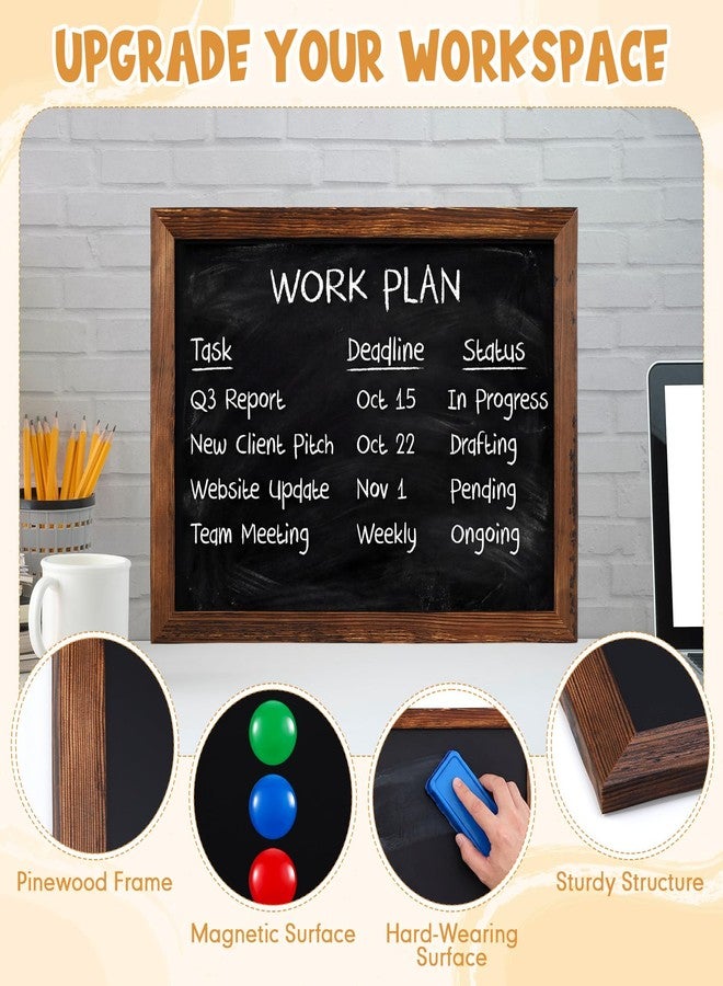 Resholder Magnetic Dry Erase Blackboard for Wall, 18" x 24" Solid Wood Frame Wall-Mounted Chalkboard, Decorative Notice Board, Erasable Message Board for School, Office, Home - Image 3
