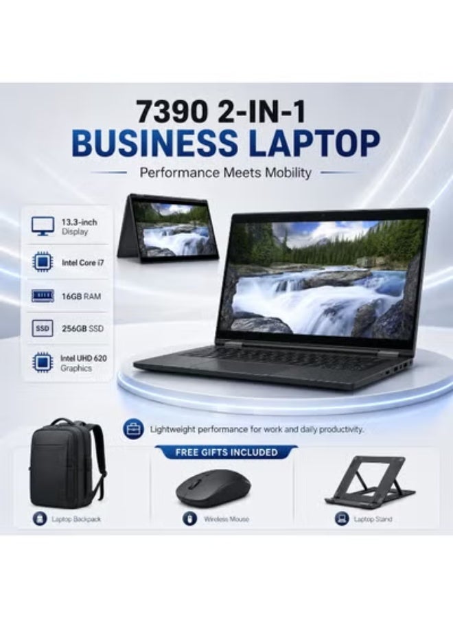 لاب توب عملي 2 في 1 متحول 13.3 بوصة شاشة لمس عالية الدقة، معالج Intel Core i7 قوي، ذاكرة 16 جيجابايت، SSD سعة 256 جيجابايت، مع حقيبة وماوس وحامل مجاناً للعمل والإنتاجية - Image 1
