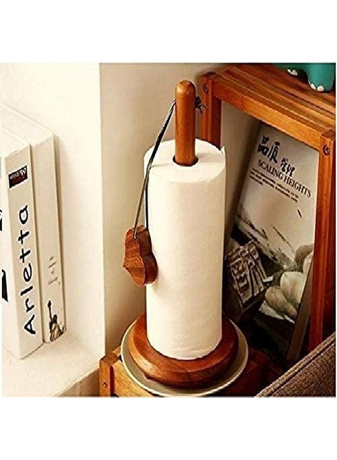 WOOD ART STORE WOOD ART STORE Wooden Kitchen Storage Paper Towel Holder - Contemporary Stand-up Kitchen Tissue Roll Holder (Brown) - Image 3