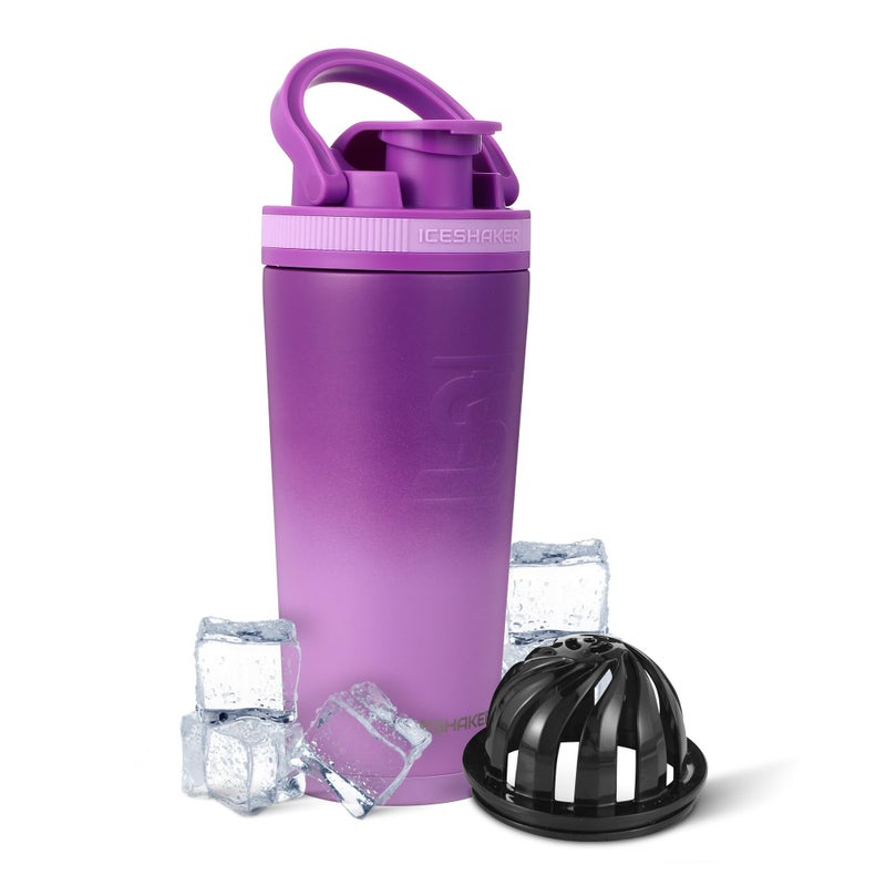 Ice Shaker Insulated Stainless Steel Shaker Bottle 26oz Purple Color Rush Cold for 24 Hours Insulated Cup with Twist Agitator OdorFree Bottle for Protein Shakes Water Smoothies Cocktails