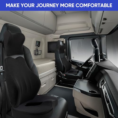 MINUPWELL Truck Seat Cushion 3PC 100 Memory Foam Seat Cushion for Truck Driver with Back Support Semi Truck Accessories for Men Seat 18x145x35in Lumbar Cushion165x154x5 - Image 3