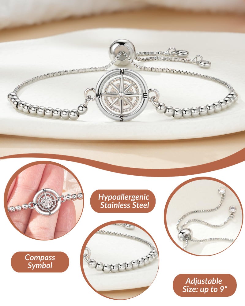 Shonyin Travel Gifts for Women for Travelers Women, Compass Bracelet Jewelry Trip Gifts for Women People Who Love to Travel A Lot - Image 4