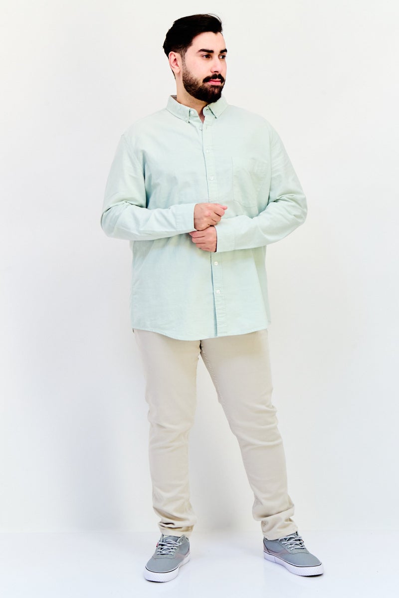 Celio قميص رجالي عادي بأكمام طويلة بلون سادة، أخضر فاتح - Image 4