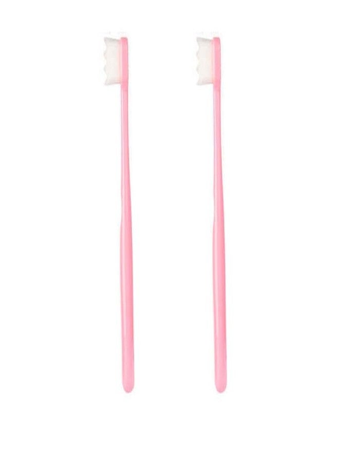 Impressive Smile Extra Soft Toothbrush with White Micro Nano 20000 Floss Wave bristles, 2 Pack, Pink Handle - Image 1