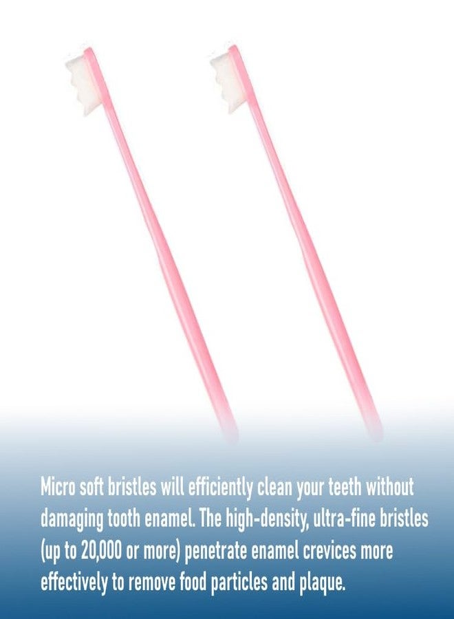 Impressive Smile Extra Soft Toothbrush with White Micro Nano 20000 Floss Wave bristles, 2 Pack, Pink Handle - Image 2