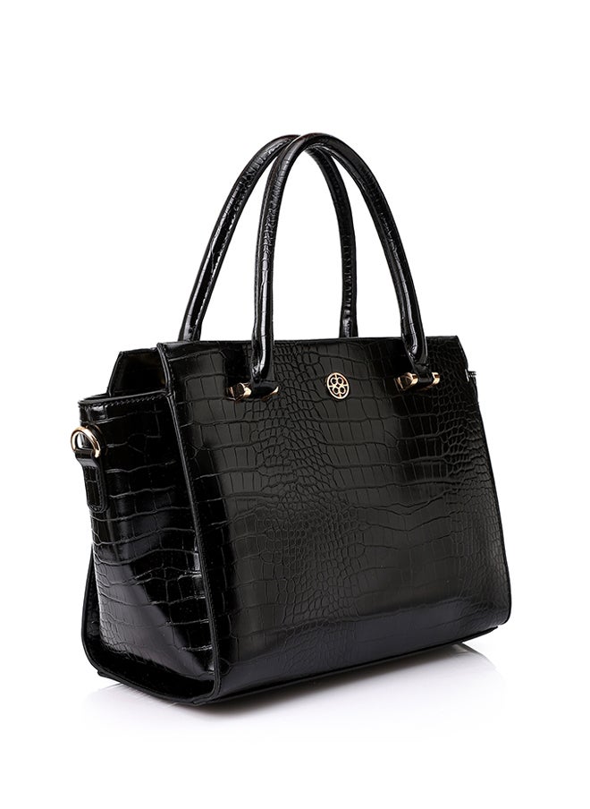 DejaVu - Self Patterned Reptile Patterned Handbag - Image 1