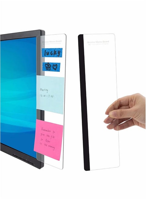 2pcs Computer Monitor Memo Board, Office Desk Accessories, Computer Sticky Note Holder, Home Office Desktop Message Board for Men and Women