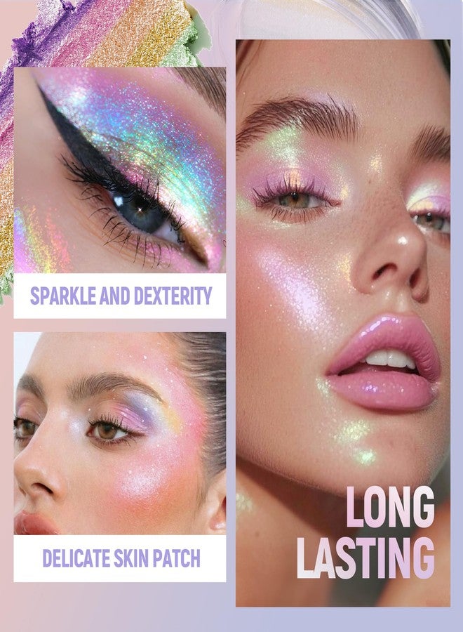 Easilydays Chameleon Purple Blue Glitter Eyeshadow Makeup, Multichrome Eye Highlighter Holographic Color Shifting Shimmer Palette Sparkling Buildable Sparkly Eye Glitter, sombras para ojos, 03 - Image 5