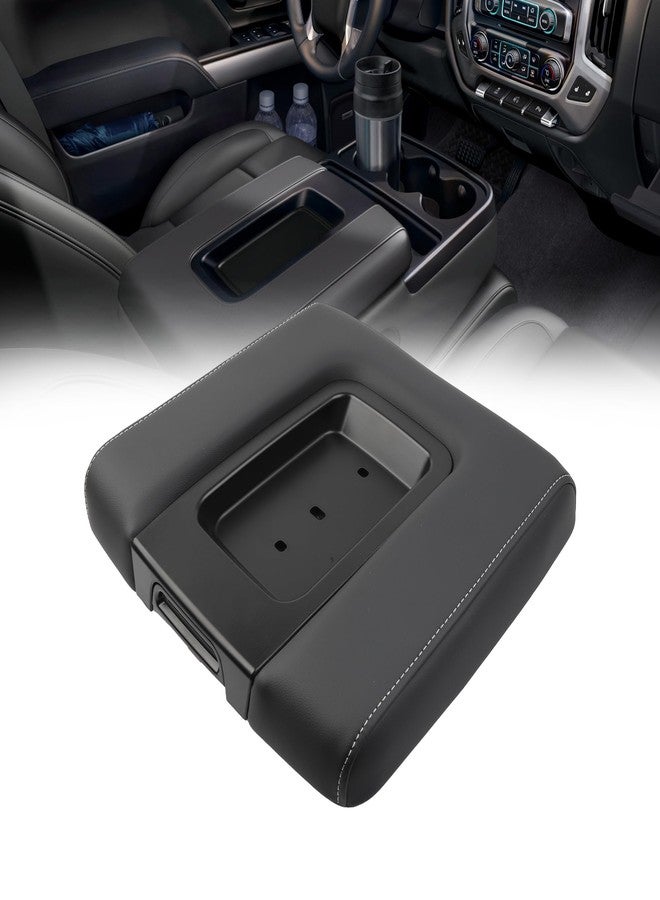 Dasbecan Front Seat Center Console Armrest Lid Compatible with 2014-2018 Chevy(Chevrolet) Silverado/GMC Sierra 1500 2500HD 3500HD Storage Compartment Lid Black Replace# 22881398 - Image 1