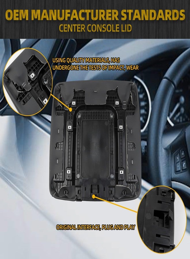 Dasbecan Front Seat Center Console Armrest Lid Compatible with 2014-2018 Chevy(Chevrolet) Silverado/GMC Sierra 1500 2500HD 3500HD Storage Compartment Lid Black Replace# 22881398 - Image 4