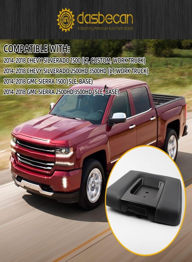 Dasbecan Front Seat Center Console Armrest Lid Compatible with 2014-2018 Chevy(Chevrolet) Silverado/GMC Sierra 1500 2500HD 3500HD Storage Compartment Lid Black Replace# 22881398 - Image 5