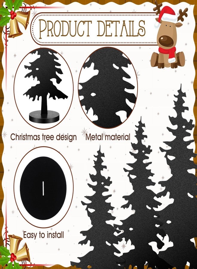 Shimeyao 3 Pcs Metal Christmas Tree Tabletop Decor Black Metal Evergreen Tree Rustic Farmhouse Table Centerpiece with Wooden Base Freestanding Artificial Forest Sign for Cabin Home Mantel Shelf Gift - Image 4