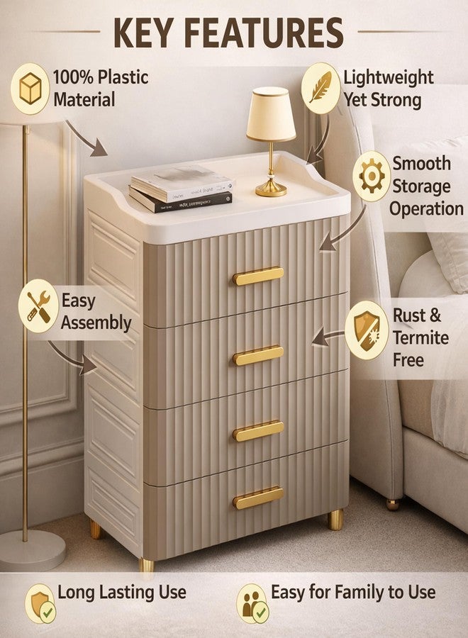 AYSIS 𝟒 𝐓𝐈𝐄𝐑 Foldable Drawers Organisers for Storage/Kitchen Cupboard/Versatile and Sturdy Wardrobe for Clothes/Multipurpose Storage Organizer/Closet for Bedroom/Living Room/Laundry Room - Brown - Image 3