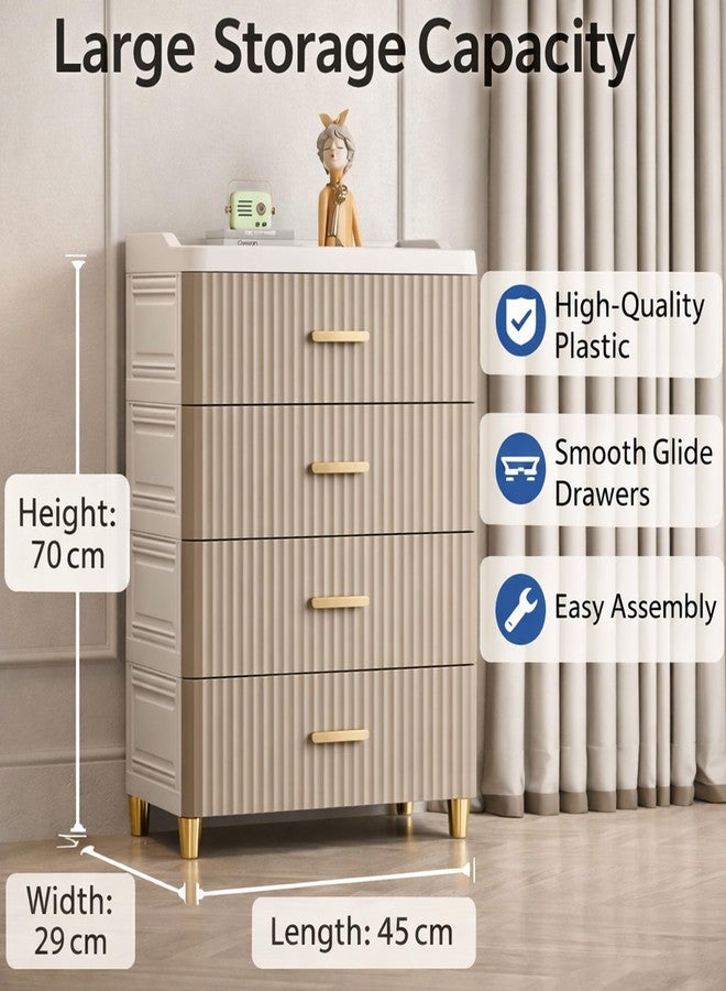 AYSIS 𝟒 𝐓𝐈𝐄𝐑 Foldable Drawers Organisers for Storage/Kitchen Cupboard/Versatile and Sturdy Wardrobe for Clothes/Multipurpose Storage Organizer/Closet for Bedroom/Living Room/Laundry Room - Brown - Image 2
