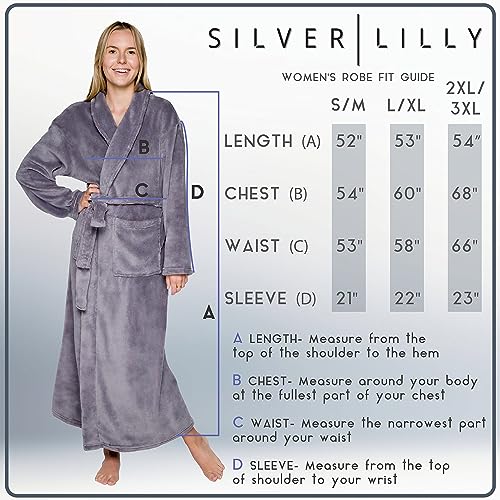 Silver Lilly Womens Plush Fleece Bath Robe, Fluffy Long Bathrobe, Great Gift for Mother's Day, Grandma, Daughter, Sister, Wife, Friend - Image 3
