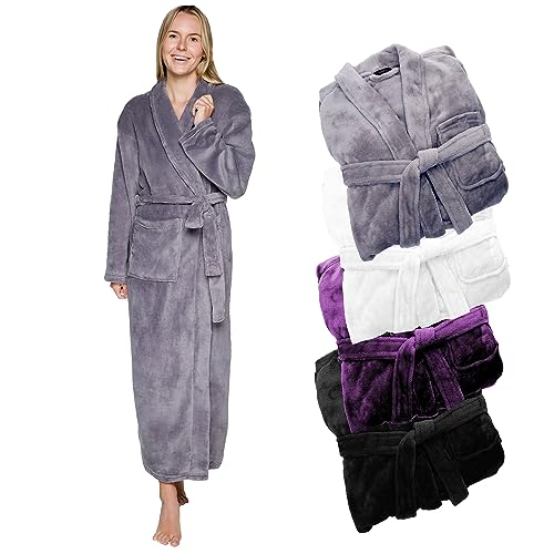 Silver Lilly Womens Plush Fleece Bath Robe, Fluffy Long Bathrobe, Great Gift for Mother's Day, Grandma, Daughter, Sister, Wife, Friend - Image 1