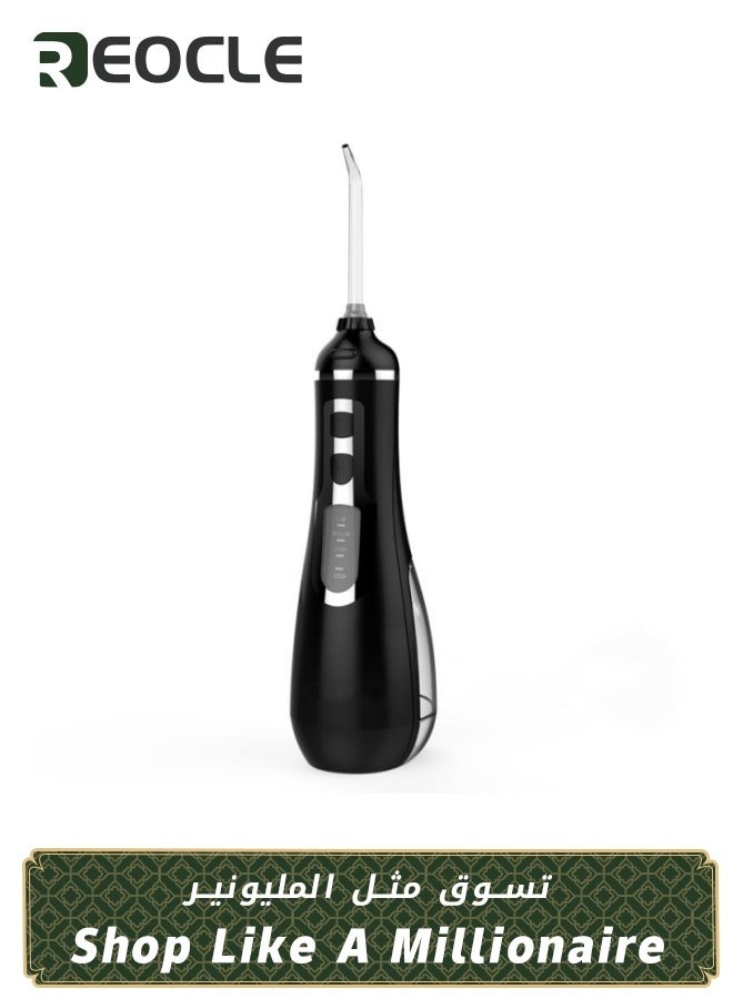 ريوكل أجهزة ري محمولة، جهاز تنظيف الأسنان بالماء، تدليك أثناء السفر، جهاز تنظيف الأسنان بالخيط، شحن USB، جهاز ري لاسلكي، أسود - Image 1
