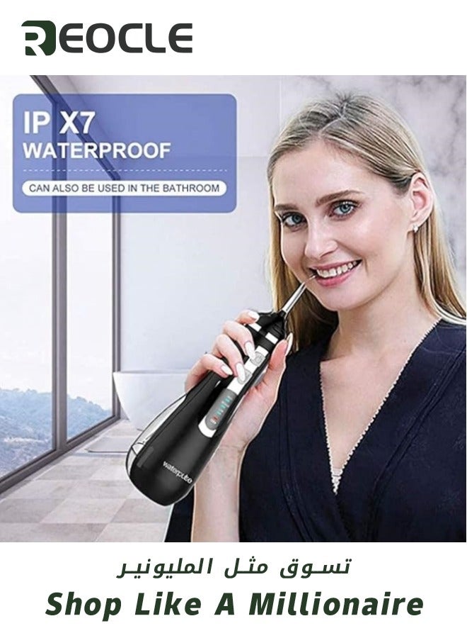 ريوكل أجهزة ري محمولة، جهاز تنظيف الأسنان بالماء، تدليك أثناء السفر، جهاز تنظيف الأسنان بالخيط، شحن USB، جهاز ري لاسلكي، أسود - Image 5