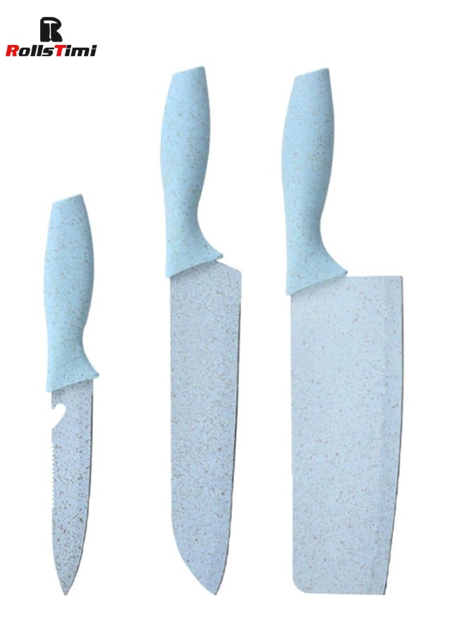 RollsTimi  7-Piece Kitchen Knife With Cutting Board Set Blue  - Image 3