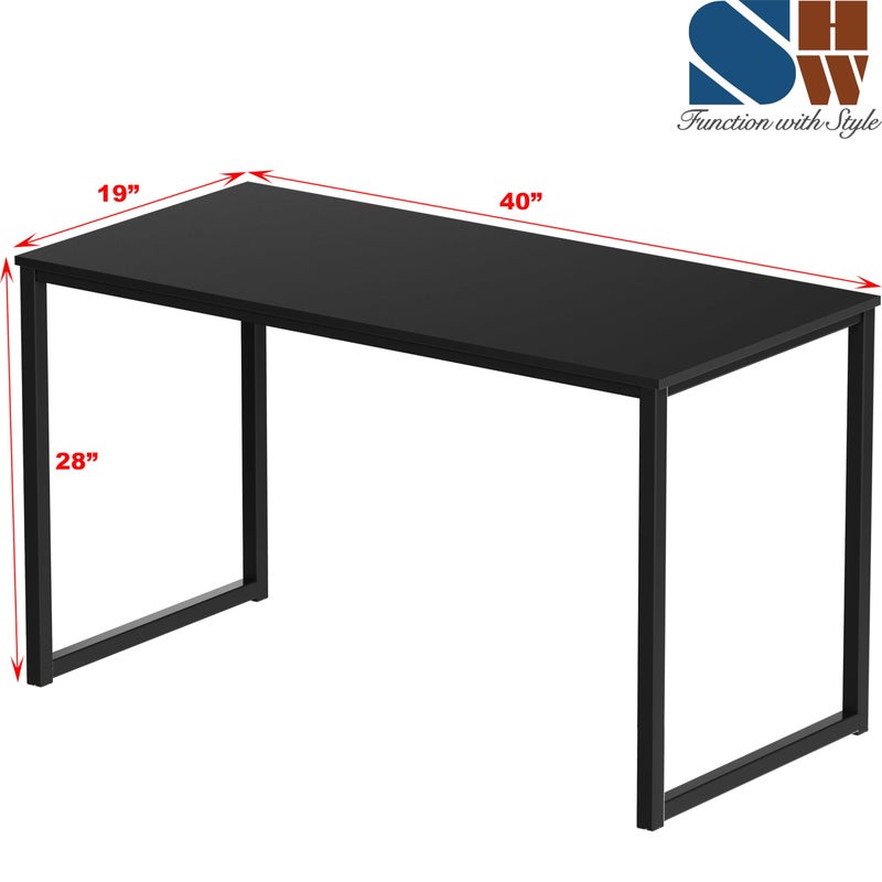 SHW Mission 40-Inch Home Office Computer Desk, Black - Image 3