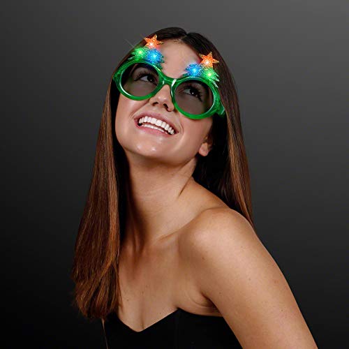 FlashingBlinkyLights Glitter Christmas Tree Light Up Flashing LED Sunglasses - Image 5