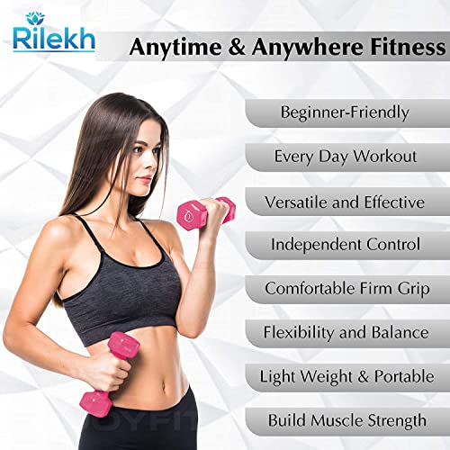 Rilekh Vinyl Coated Dumbbells - Highly Durable Hexagon Dumbbells, Color-Coded Hand Weights for Fitness and Strength Training at Home/Gym Exercise and Physiotherapy Single Piece (1 KG) - Image 5