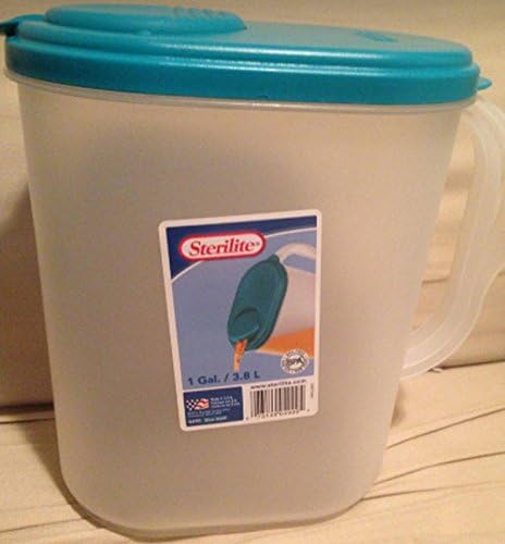 Sterilite Sterilite Plastic Pitcher Water Jug Drink Dispenser Blue Atoll Lid and Tab with Clear Base and Comfort Grip Handle for Kitchen and Home, Washed Blue  - Image 2