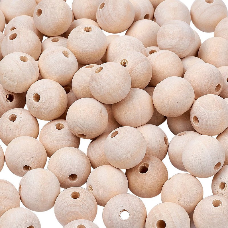 Kissitty 100Pcs 34 Diameter 20mm Natural Unfinished Large Wood Beads Original Color Wooden Ball Spacer Loose Beads 18mm Thick for DIY Craft Jewelry Making